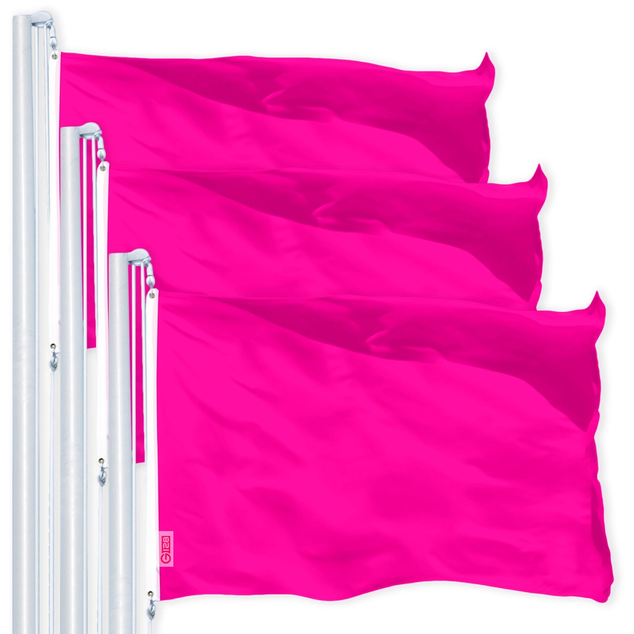 G128 3 Pack: Solid Magenta Color Flag | 4x6 Ft | LiteWeave Pro Series Printed 150D Polyester | Indoor/Outdoor, Vibrant Colors, Brass Grommets